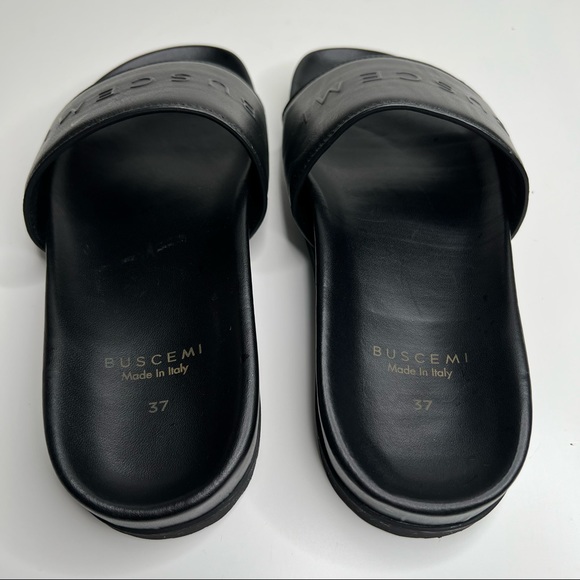 BUSCEMI Black Leather Slides Sandals Womens Size 37 EU 7 US - Picture 3 of 13